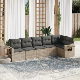 Gartensofagarnitur 6-teilig mit grauen Polstern aus synthetischem Rattan von , Gartensets - Ref: Foro24-3220191, Preis: 433,9...