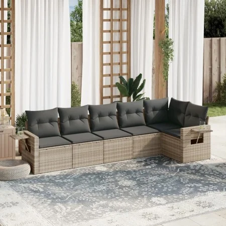 Garden sofa set 6 pieces and gray synthetic rattan cushions by , Garden sets - Ref: Foro24-3220191, Price: 425,61 €, Discount: %