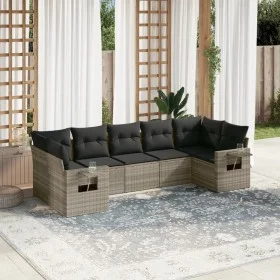 7-piece garden sofa set with light gray PE rattan cushions by , Garden sets - Ref: Foro24-3220591, Price: 509,07 €, Discount: %