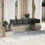 Garden sofa set 6 pieces and gray synthetic rattan cushions by , Garden sets - Ref: Foro24-3221431, Price: 445,20 €, Discount: %