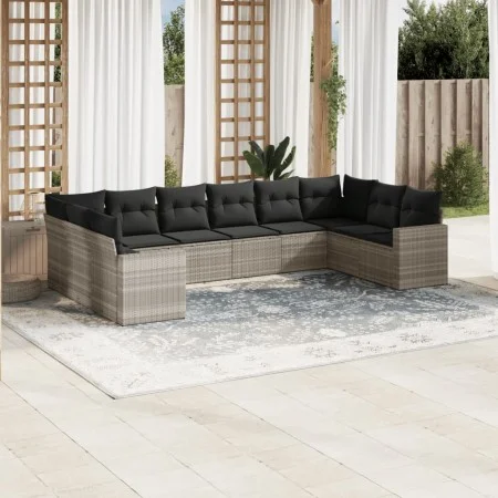 Set of 10-piece garden sofas with light gray synthetic rattan cushions by , Garden sets - Ref: Foro24-3219462, Price: 683,83 ...