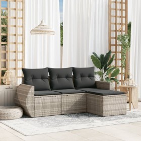 Garden sofa set 4 pieces with gray synthetic rattan cushions by , Garden sets - Ref: Foro24-3253609, Price: 282,08 €, Discoun...