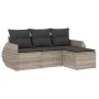 Garden sofa set 4 pieces with gray synthetic rattan cushions by , Garden sets - Ref: Foro24-3253609, Price: 297,59 €, Discoun...