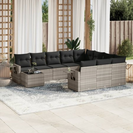 Garden sofa set 11 pieces and gray synthetic rattan cushions by , Garden sets - Ref: Foro24-3220731, Price: 753,66 €, Discoun...