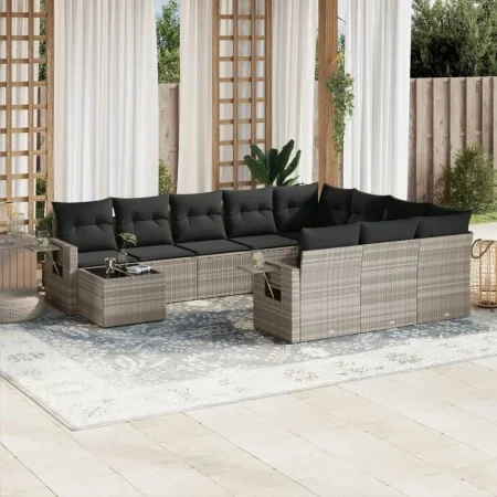 Garden sofa set 11 pieces and gray synthetic rattan cushions by , Garden sets - Ref: Foro24-3220731, Price: 739,99 €, Discoun...