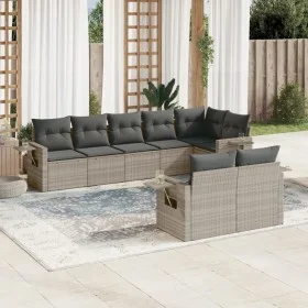 Garden sofa set 8 pieces and gray synthetic rattan cushions by , Garden sets - Ref: Foro24-3220421, Price: 584,83 €, Discount: %