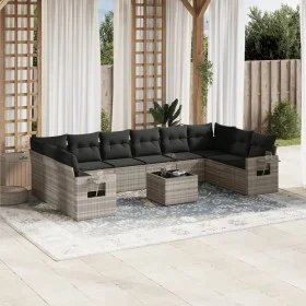 Gartensofagarnitur 11-teilig mit grauen Polstern aus synthetischem Rattan von , Gartensets - Ref: Foro24-3220681, Preis: 739,...