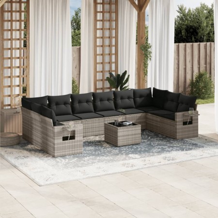 Set de sofás de jardín 11 pzas y cojines ratán sintético gris de , Conjuntos de jardín - Ref: Foro24-3220681, Precio: 723,99 ...