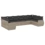 Set of 10-piece garden sofas with light gray synthetic rattan cushions by , Modular outdoor sofas - Ref: Foro24-3221871, Pric...