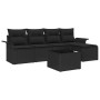 Conjunto de sofá de jardín con cojín 6 pcs Negro Poliratán