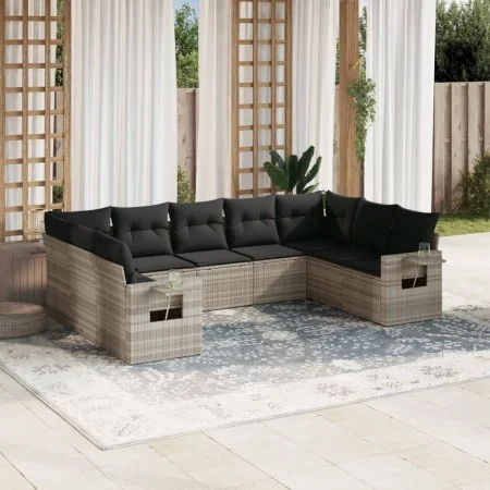Garden furniture set 9 pieces and light gray synthetic rattan cushions by , Garden sets - Ref: Foro24-3220601, Price: 621,89 ...