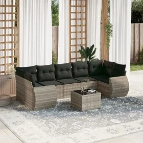 Garden sofa set 8 pieces and gray synthetic rattan cushions by , Garden sets - Ref: Foro24-3221141, Price: 580,81 €, Discount: %