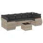 Garden sofa set 8 pieces and gray synthetic rattan cushions by , Garden sets - Ref: Foro24-3221141, Price: 580,81 €, Discount: %