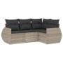 Gartensofagarnitur 4-teilig mit grauen Polstern aus synthetischem Rattan von , Gartensets - Ref: Foro24-3253649, Preis: 310,2...