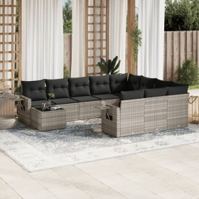 Gartensofagarnitur 11-teilig mit grauen Polstern aus synthetischem Rattan von , Gartensets - Ref: Foro24-3253069, Preis: 745,...