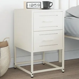Mesita de noche de acero blanco 36x39x60,5 cm de , Mesitas de noche - Ref: Foro24-846468, Precio: 52,45 €, Descuento: %