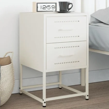 Mesita de noche de acero blanco 36x39x60,5 cm de , Mesitas de noche - Ref: Foro24-846468, Precio: 52,45 €, Descuento: %
