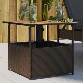 Hollow PE brown rattan garden table with umbrella 55x55x46.5 cm by , Garden tables - Ref: Foro24-364118, Price: 69,53 €, Disc...