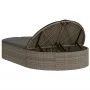 Double sun lounger with gray synthetic rattan cushions by , Loungers - Ref: Foro24-368648, Price: 265,96 €, Discount: %