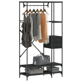 Coat rack with black engineered wood shelves by , Dresser Organizers and Bar Hangers - Ref: Foro24-847859, Price: 124,50 €, D...