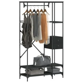 Coat rack with black engineered wood shelves by , Dresser Organizers and Bar Hangers - Ref: Foro24-847859, Price: 122,54 €, D...