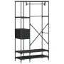 Kleiderständer mit Regalen aus schwarzem Ingenieurholz von , Kommoden-Organizer und Bar-Kleiderbügel - Ref: Foro24-847859, Pr...