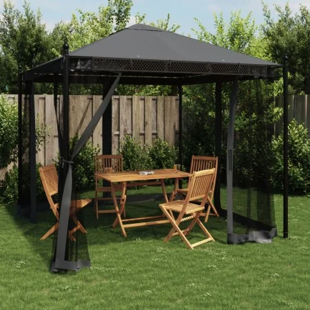 Gazebo with anthracite gray steel mesh walls 2.93x2.93 m by , Tents and gazebos - Ref: Foro24-368435, Price: 324,79 €, Discou...