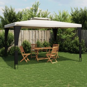 Pavillon mit doppeltem Dach aus cremefarbenem Stoff, 3,98x2,98 m. von , Zelte und Pavillons - Ref: Foro24-368442, Preis: 300,...