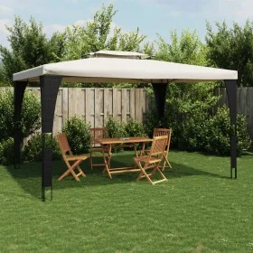 Pavillon mit doppeltem Dach aus cremefarbenem Stoff, 3,98x2,98 m. von , Zelte und Pavillons - Ref: Foro24-368442, Preis: 317,...