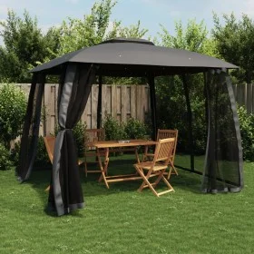 Double-roof gazebo with anthracite steel mesh walls, 2.93x2.93 m by , Tents and gazebos - Ref: Foro24-368449, Price: 234,14 €...