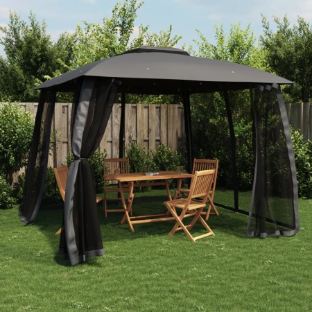 Cenador doble techo paredes malla acero antracita 2,93x2,93 m de , Carpas y cenadores - Ref: Foro24-368449, Precio: 258,01 €,...