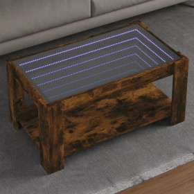 Center table and LED smoked oak engineered wood 93x53x45cm by , Coffee table - Ref: Foro24-847557, Price: 134,42 €, Discount: %