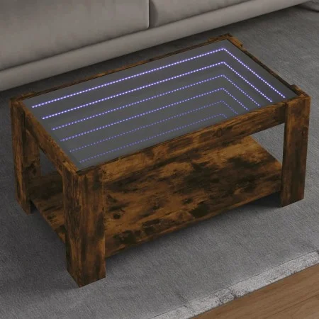 Center table and LED smoked oak engineered wood 93x53x45cm by , Coffee table - Ref: Foro24-847557, Price: 132,24 €, Discount: %