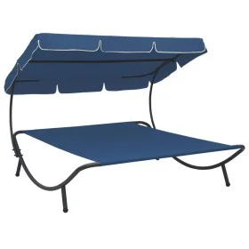 Gartenliege mit blauer Markise von vidaXL, Liegen - Ref: Foro24-313527, Preis: 93,40 €, Rabatt: %