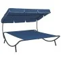 Garden lounger with blue awning by vidaXL, Loungers - Ref: Foro24-313527, Price: 93,40 €, Discount: %