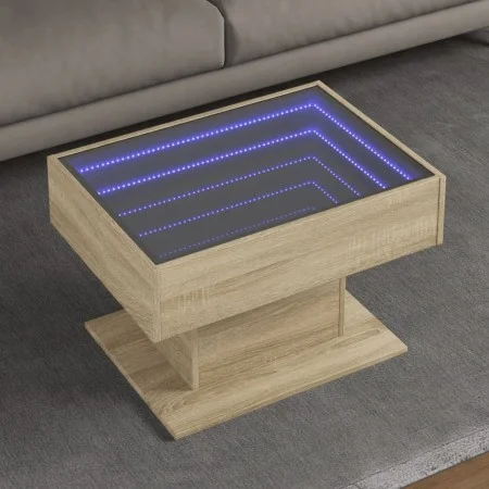 Center table and LED engineered wood Sonoma oak 70x50x45 cm by , Coffee table - Ref: Foro24-847534, Price: 110,97 €, Discount: %