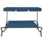 Garden lounger with blue awning by vidaXL, Loungers - Ref: Foro24-313527, Price: 93,40 €, Discount: %