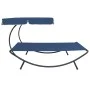 Garden lounger with blue awning by vidaXL, Loungers - Ref: Foro24-313527, Price: 93,40 €, Discount: %