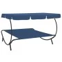 Garden lounger with blue awning by vidaXL, Loungers - Ref: Foro24-313527, Price: 93,40 €, Discount: %