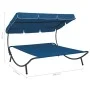 Garden lounger with blue awning by vidaXL, Loungers - Ref: Foro24-313527, Price: 93,40 €, Discount: %