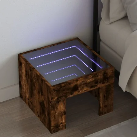 Nachttisch mit Infinity LED in geräucherter Eiche 40x40x30 cm von , Nachttische - Ref: Foro24-3284074, Preis: 57,29 €, Rabatt: %