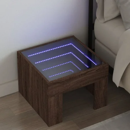 Bedside table with Infinity LED brown oak 40x40x30 cm by , Nightstands - Ref: Foro24-3284076, Price: 56,86 €, Discount: %