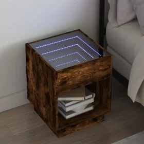 Bedside table with Infinity LED smoked oak 40x40x50 cm by , Nightstands - Ref: Foro24-3284081, Price: 69,33 €, Discount: %