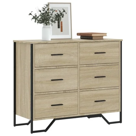Engineered wood chest of drawers in Sonoma oak 91x35.5x74.5 cm by , Drawers - Ref: Foro24-3295303, Price: 158,68 €, Discount: %