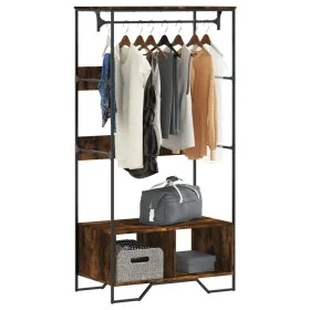 Engineered wood smoked oak wardrobe 90x50x180 cm by , Dresser Organizers and Bar Hangers - Ref: Foro24-848671, Price: 102,47 ...
