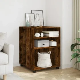 Side table with wheels made of smoked oak wood, 55x60x78cm. by , Filing cabinets - Ref: Foro24-853159, Price: 75,06 €, Discou...