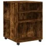 Side table with wheels made of smoked oak wood, 55x60x78cm. by , Filing cabinets - Ref: Foro24-853159, Price: 75,06 €, Discou...