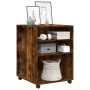 Side table with wheels made of smoked oak wood, 55x60x78cm. by , Filing cabinets - Ref: Foro24-853159, Price: 76,01 €, Discou...