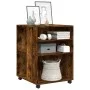 Side table with wheels made of smoked oak wood, 55x60x78cm. by , Filing cabinets - Ref: Foro24-853159, Price: 75,06 €, Discou...