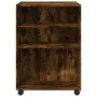 Side table with wheels made of smoked oak wood, 55x60x78cm. by , Filing cabinets - Ref: Foro24-853159, Price: 75,06 €, Discou...